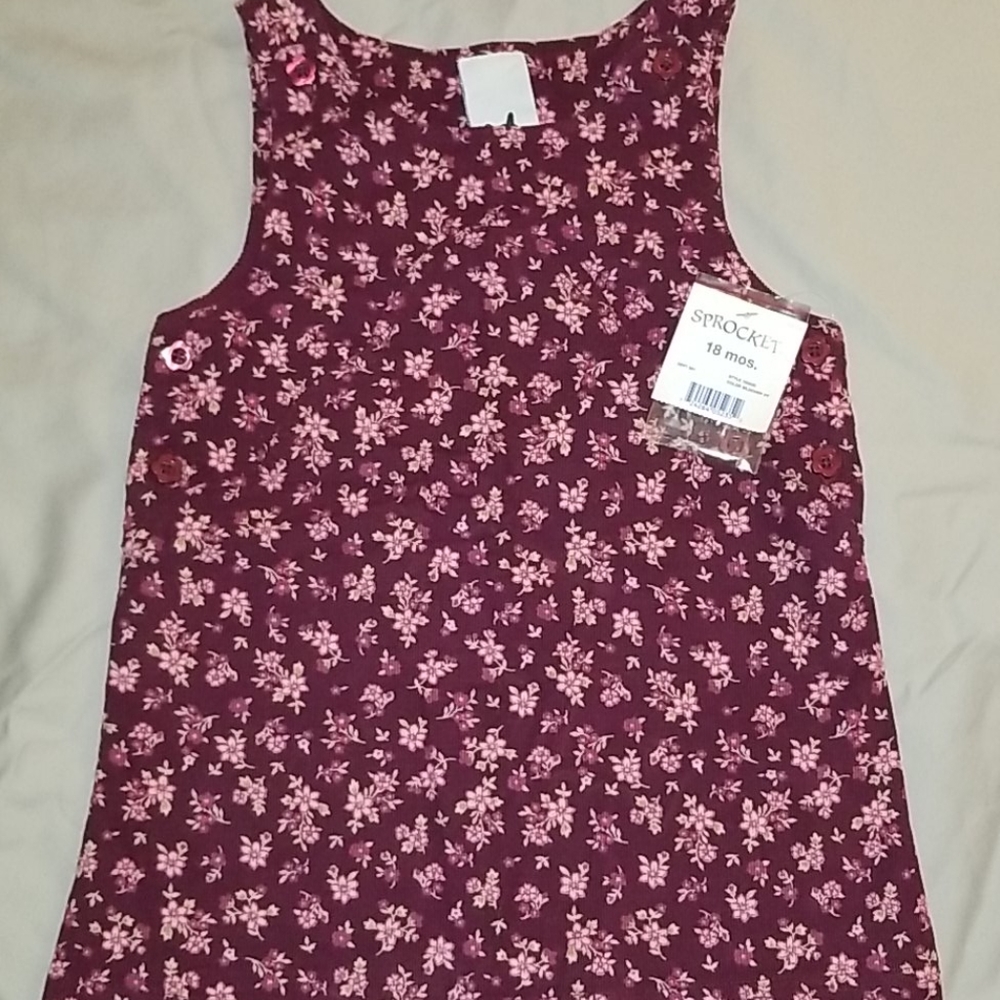NWT burgundy floral jumper.  18 months